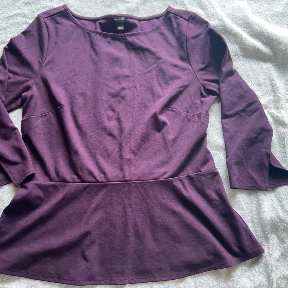Ann Taylor size Large peplum top with 3/4 sleeve